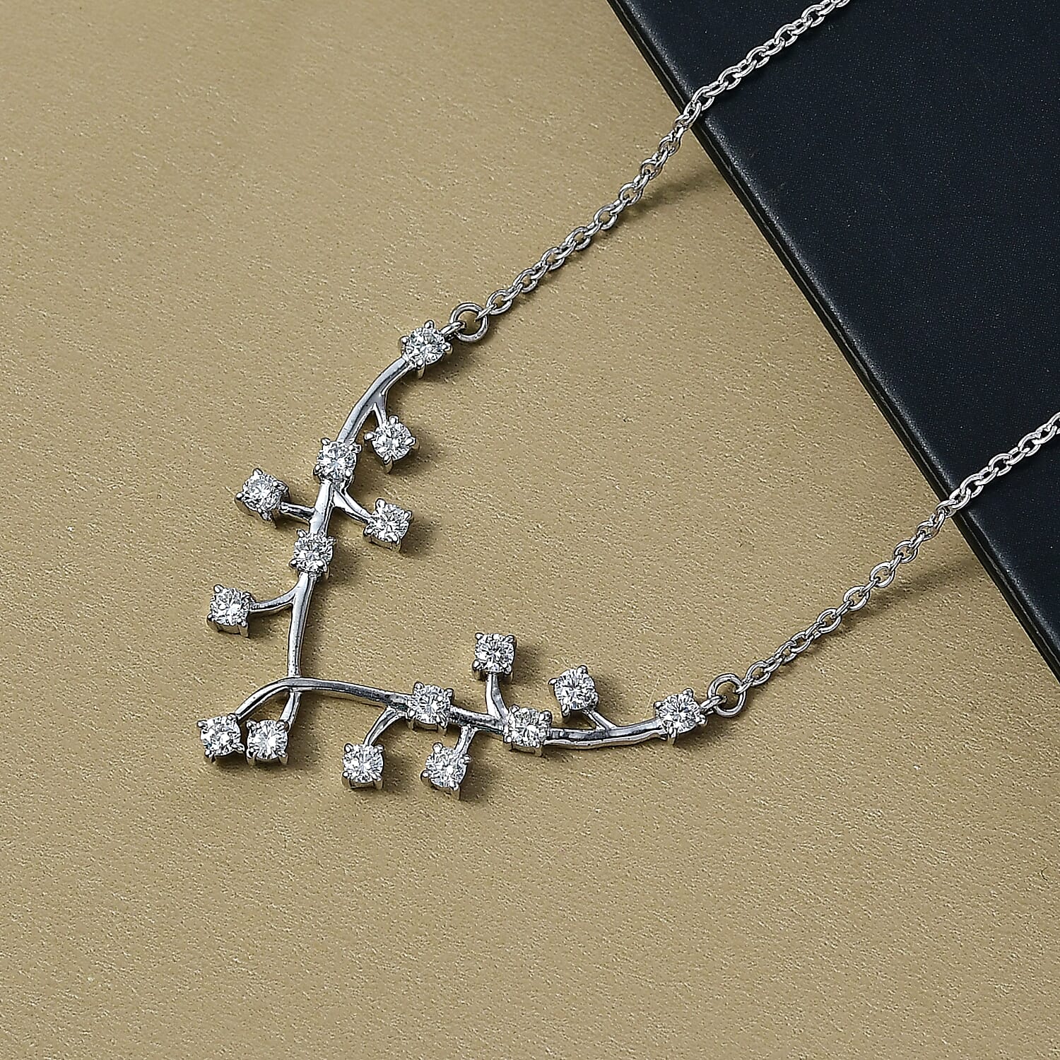 Luxuriant Lab Grown Diamond Fancy Necklace (Size - 20) in Rhodium OverlaySterling Silver  1.008  Ct.